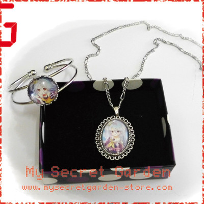 No Game No Life ノーゲーム・ノーライフ Shiro Anime Cabochon Necklace and Bracelet Set No Game No Life ノーゲーム・ノーライフ Shiro Anime Cabochon Necklace and Bracelet Set
